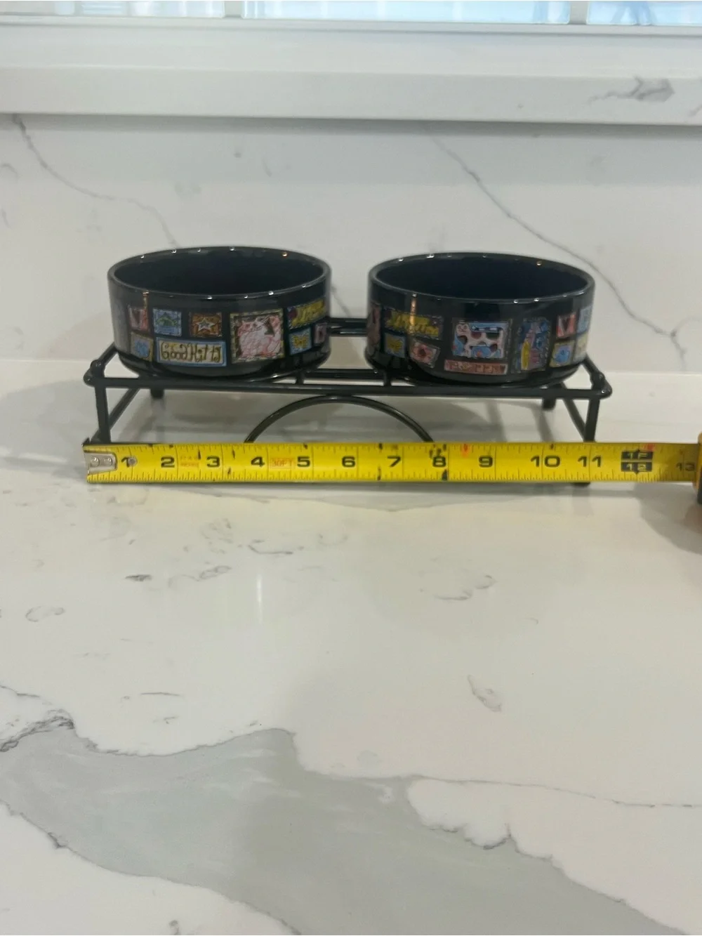 2 Whisker City Cat Food Water Bowl Dish with stand